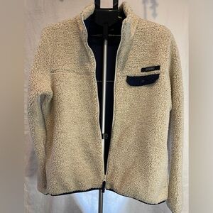 Columbia Women’s Sherpa Full Zip Fleece Jacket W/Pocket Cream W/Navy Trim